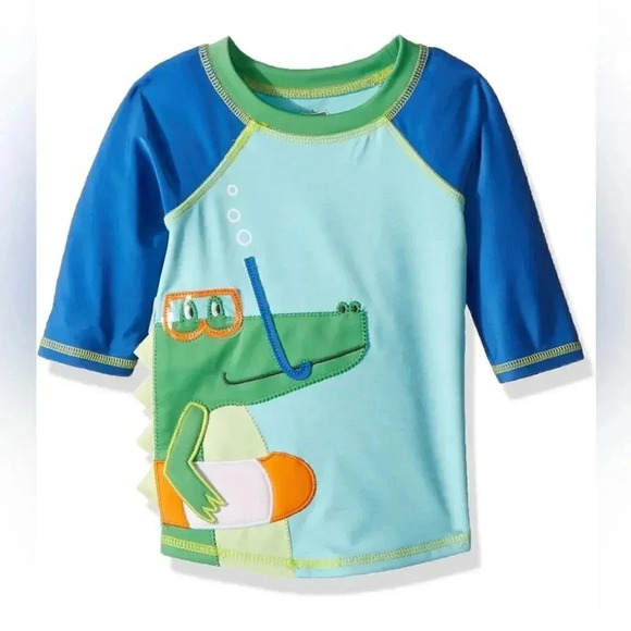 Mudpie rashguard boy alligator embroidered long sleeve swimsuit - Picture 1 of 5